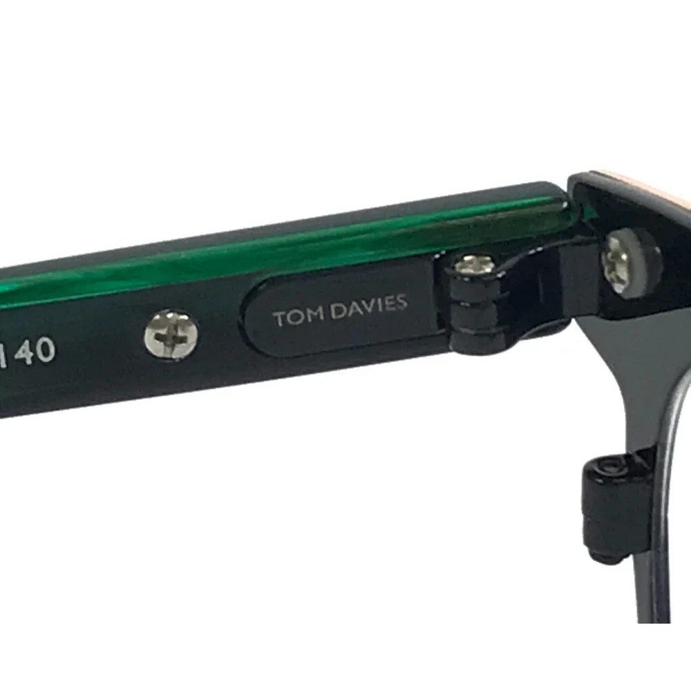 Tom Davies Eyeglasses Frames TD740 Col. 2215 Black Green Rose Gold 51-15-140
